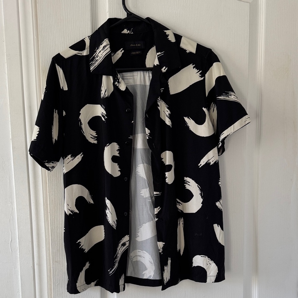 Rare Black and White Porter and Ash Brushstroke Shirt